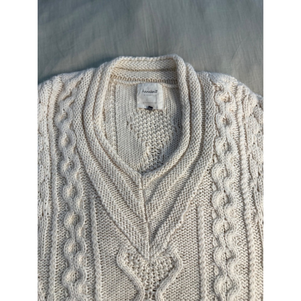 Anthropologie Handknit Alpaca Blend Cable‎ Knit Short Sleeve Sweater Tunic M - Picture 2 of 8